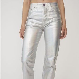 Acne Studios 1996 Holographic Foil Classic Fit Jeans In Silver